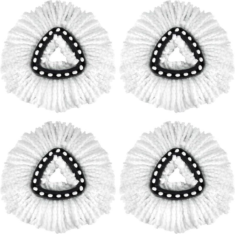 Qulable 4 Pack EasyWring Spin Mop Refill Replacement Heads - Microfiber, Compatible with Triangle Spin Mop, Multi-Surface Cleaning - Image 1